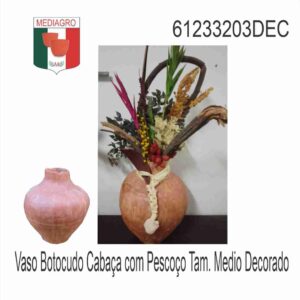 VASO BOTOCUDO CABACA COM PESCOÇO MEDIO DECORADO